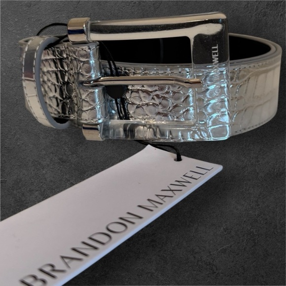 Brandon Maxwell Silver Belt Large Crocodile-Effect Lucite Baddie NWT Giftable - Picture 7 of 7